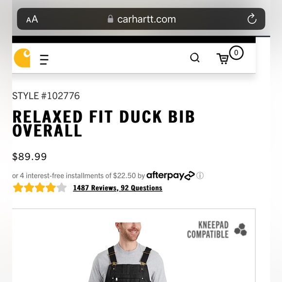 CARHAART RELAXED FIT DUCK BIB OVERALL 46 x 34 nwt black - Picture 3 of 13